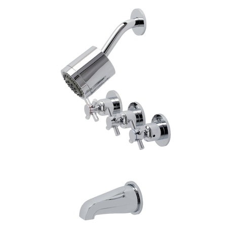 Kingston Brass KBX8131DX Three-Handle Tub and Shower Faucet, Polished Chrome KBX8131DX